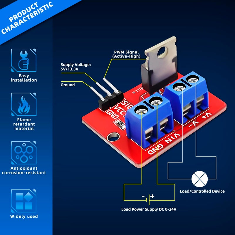 DaFuRui Store IRF520 Driver Module，20pcs IRF520 MOSFET Driver Module Button Drive - Image 4